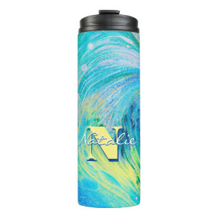 Garrafa Térmica Aqua Blue Acrylic Flow Art Tumbler