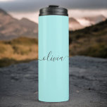Garrafa Térmica Aqua Blue Teal Modern Script Girly Monographic Nam<br><div class="desc">Monograma Simples de Letra Azul Aqua Nome do Monograma Beba Tumbler. Isto faz o doce e perfeito aniversário de 16 anos,  casamento,  chá de panela,  aniversário,  chá de fraldas ou festa de solteira presente para alguém que ama luxo de luxo e estilos quíticos.</div>