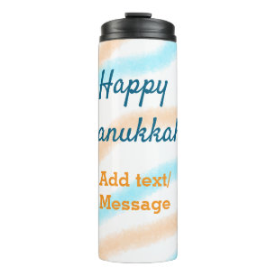 Garrafa Térmica Aqua laranja feliz Hanukkah adiciona mensagem de t