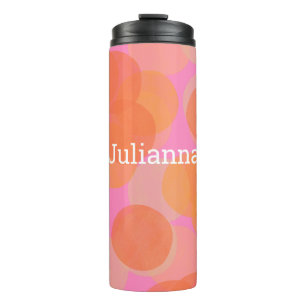 Garrafa Térmica Aquarela Geométrica Rosa Laranja Personalizada Fof