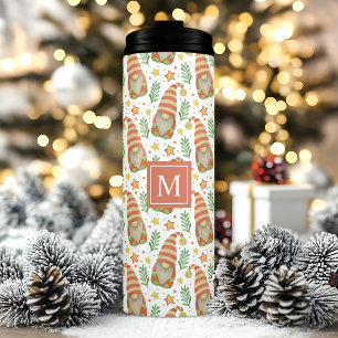 Garrafa Térmica Aquarela Gnome Escandinavo Monograma Natal