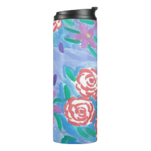 Garrafa Térmica Aquarela Impressão Floral Tumbler