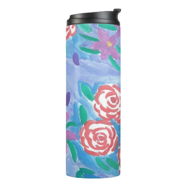 Garrafa Térmica Aquarela Impressão Floral Tumbler (Giro à esquerda)