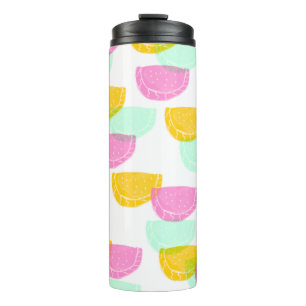 Garrafa Térmica Aquarela Melão Rosa Verde Amarelo Padrão