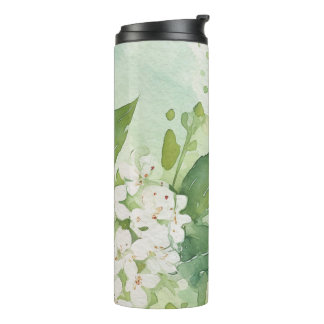 Garrafa Térmica Aquarela Moderna Flores Verde & personalizar