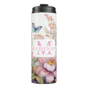 Garrafa Térmica Aquarela Personalizada com Nome e Monograma