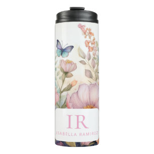Garrafa Térmica Aquarela Personalizada com Nome e Monograma