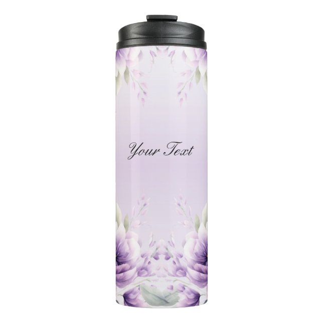 Garrafa Térmica Aquarela Purple Floral Tumbler (Frente)
