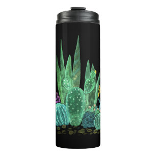 Garrafa Térmica Aquarela, travesseiro decorativo de cacto