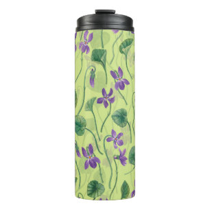 Garrafa Térmica Aquarela violetas sobre melão