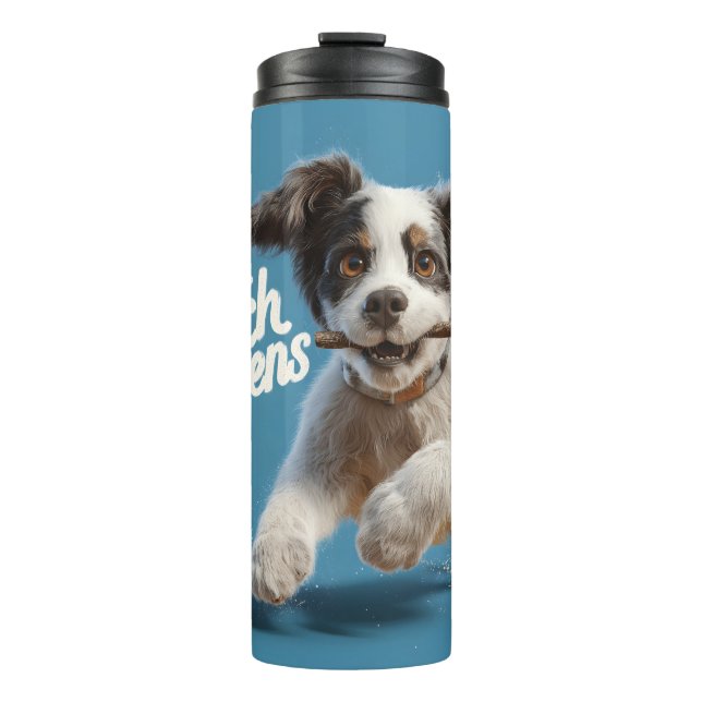 Garrafa Térmica Ar de Médio de puppy adorável em funcionamento com (Frente)