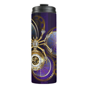 Garrafa Térmica Aranha Steampunk no fundo roxo