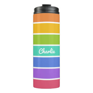 Garrafa Térmica Arco-Íris Colores nome personalizado tumbler