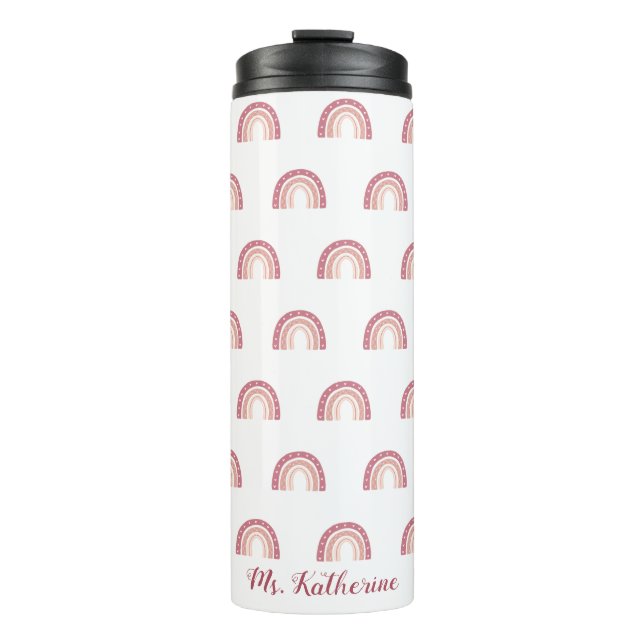 Garrafa Térmica Arco-Íris Personalizado - Pink Pastel (Frente)