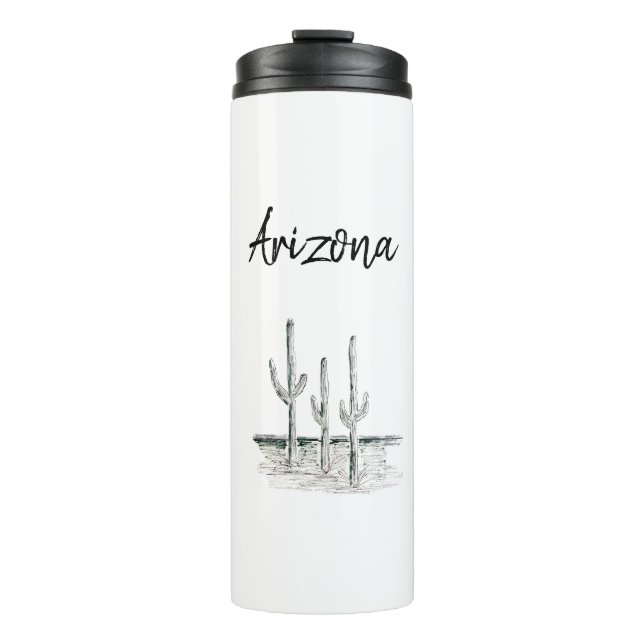 Garrafa Térmica Arizona de Cactus no Sudoeste do Deserto Typografi (Frente)