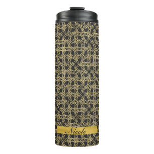 Garrafa Térmica Arranhão Dourado Glamour Moderno Único Elegante