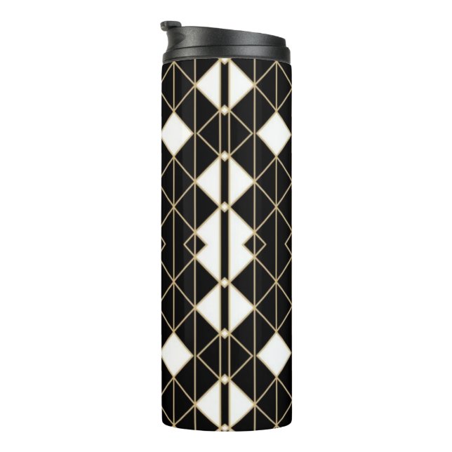 Garrafa Térmica Art Deco Black and Gold Geometric luxury (Rotação à direita)