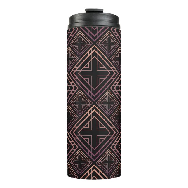 Garrafa Térmica Art Deco Black-Dourado Elegance (Frente)