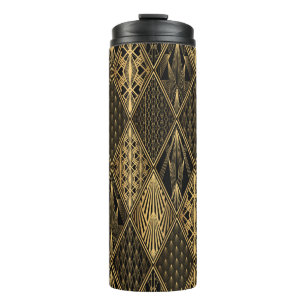 Garrafa Térmica Art Deco Black Dourado Elegance