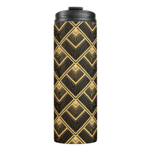 Garrafa Térmica Art Deco Black Dourado: Geométrico
