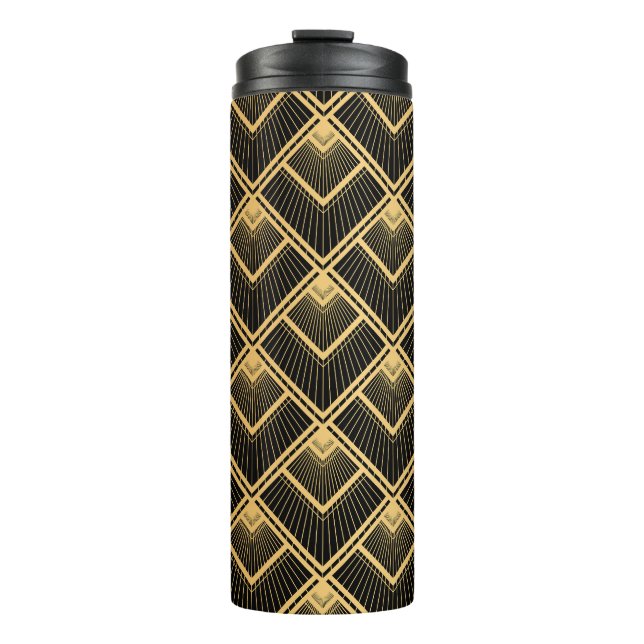 Garrafa Térmica Art Deco Black Dourado: Geométrico (Frente)