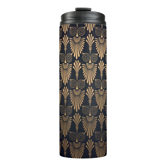 Garrafa Térmica Art Deco Black Dourado: Retro. (Frente)