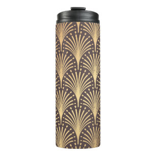Garrafa Térmica Art Deco Dourado: Luxo Geométrico Minimalista