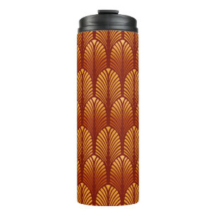 Garrafa Térmica Art Deco Feather Pattern, Mandarin Orange