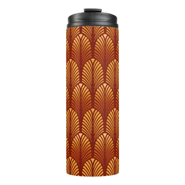 Garrafa Térmica Art Deco Feather Pattern, Mandarin Orange (Frente)