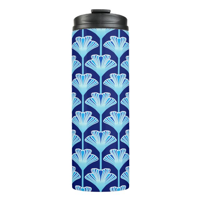Garrafa Térmica Art Deco Lily, Cobalt Blue, Aqua e White (Frente)