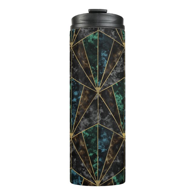 Garrafa Térmica Art Deco Marble: Malachite Luxury (Frente)