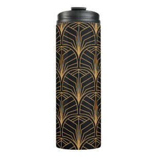 Garrafa Térmica Art Deco, padrão minimalista de vintage.