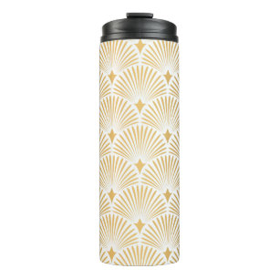 Garrafa Térmica Art Deco Pattern. Serralheiro branco e dourado