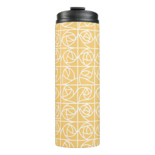 Garrafa Térmica Art Deco Rosa Squares Estilizados Amarelo Floral