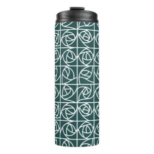Garrafa Térmica Art Deco Rosa Squares Estilizados Verde Floral