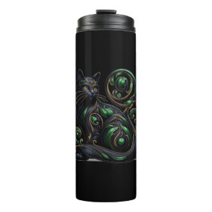 Garrafa Térmica Art Nouveau Black Cat Celtic Thermal Tumbler