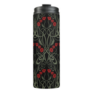 Garrafa Térmica Art Nouveau Geométrico Papoulas e Caules Sinuosos