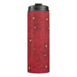 Garrafa Térmica Art Nouveau Retro Red Floral Natal Poinsettia
