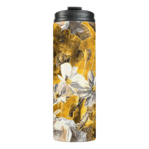 Garrafa Térmica art vintage watercolor monocromático floral sem c