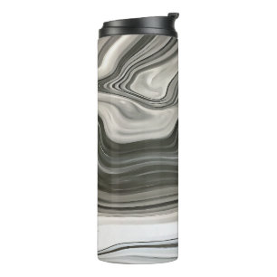 Garrafa Térmica Arte Abstrata de Derramamento Acrílico Monocromáti