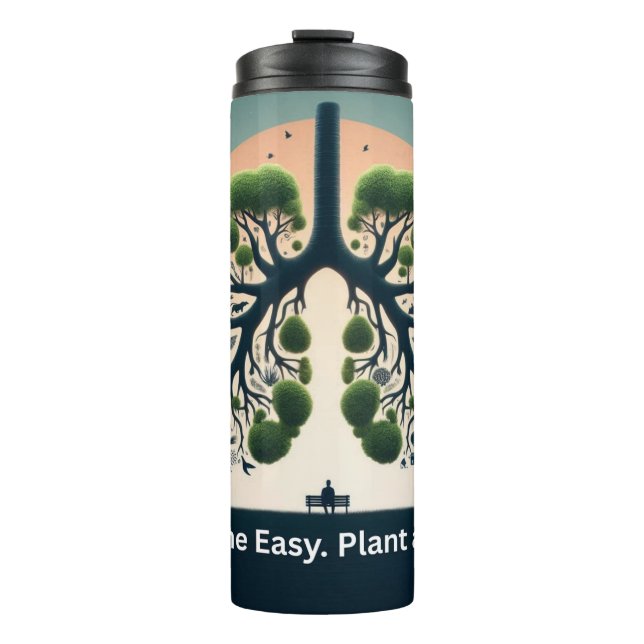 Garrafa Térmica Arte Ambiental dos Pulmões Verdes Simbólicos (Frente)