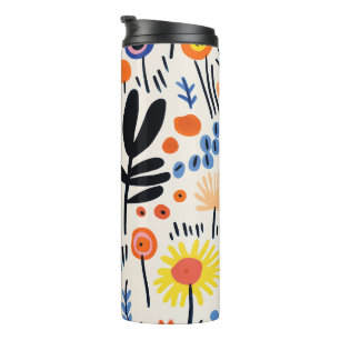 Garrafa Térmica Arte Botânica Floral Nórdica Folk Scandi