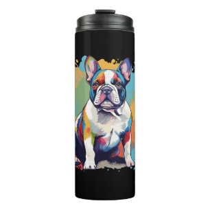 Garrafa Térmica Arte Colorida de Bulldog Francês para Amantes de C