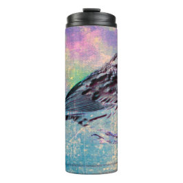 Garrafa Térmica Arte Colorida de Pássaros Abstrato: Canhão Vibrant