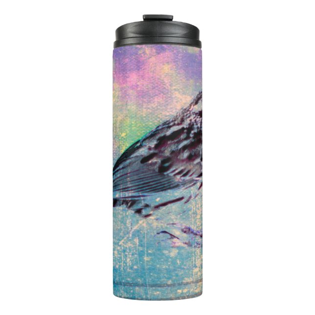Garrafa Térmica Arte Colorida de Pássaros Abstrato: Canhão Vibrant (Frente)