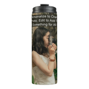 Garrafa Térmica Arte da Foto Personalizada (Dois Lados) Slogan Nom