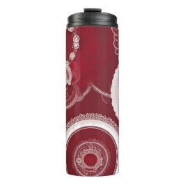 Garrafa Térmica Arte Dark Red Floral AI