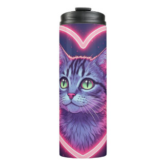 Garrafa Térmica Arte de Amor de Gatinho Brilhante | Presente para