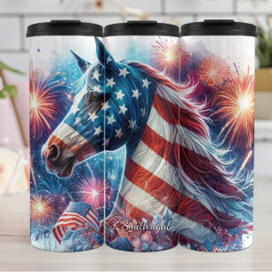 Garrafa Térmica Arte de Celebração de Fogos de Artifício do Cavalo