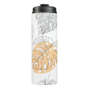 Garrafa Térmica Arte de Desenho de Linha Monstera Exótica